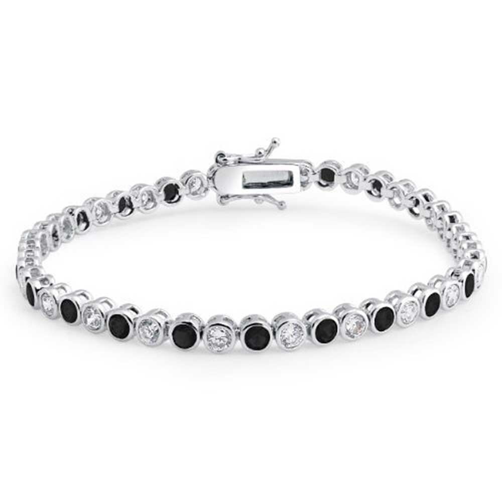 Womens 925 Sterling Silver Cubic Zirconia Round Tennis 7" Bracelet Womens 925 Sterling Silver Cubic Zirconia Round Tennis 7" Bracelet