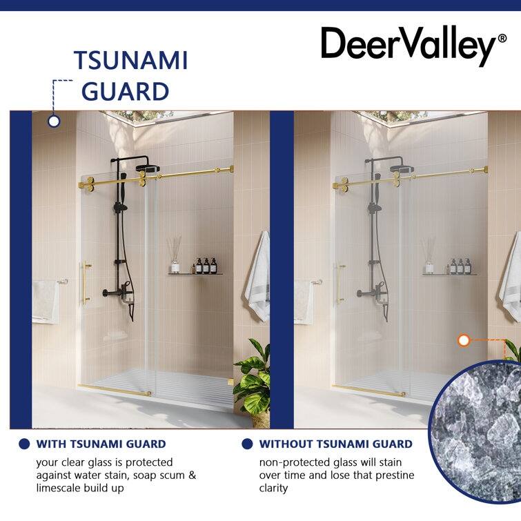 DeerValley Concord 56" - 60" W x 76" H Single Sliding Frameless Shower Door