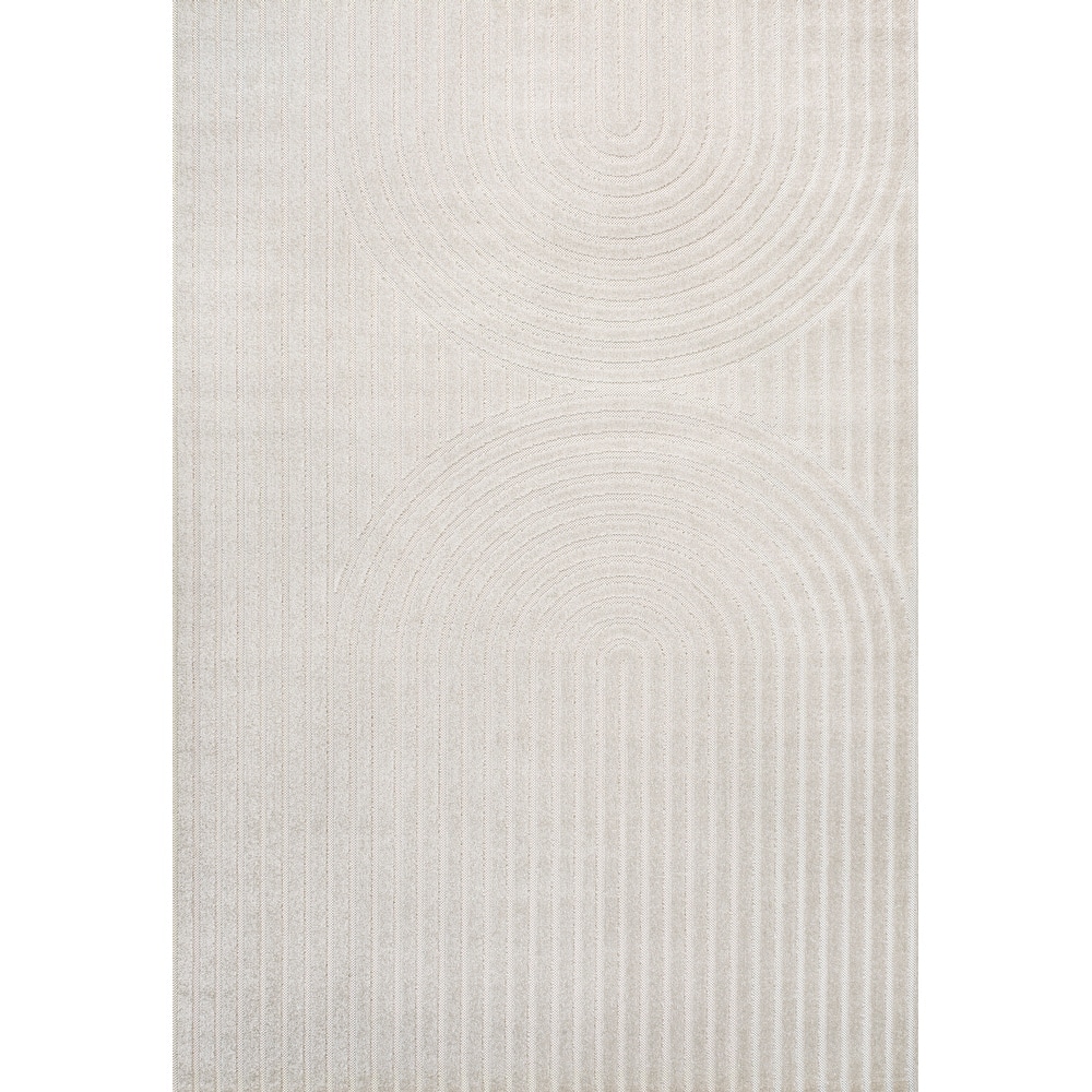 JONATHAN Y Peater High-Low MidCentury Modern Arch Stripe Two-Tone Indoor/Outdoor Rug