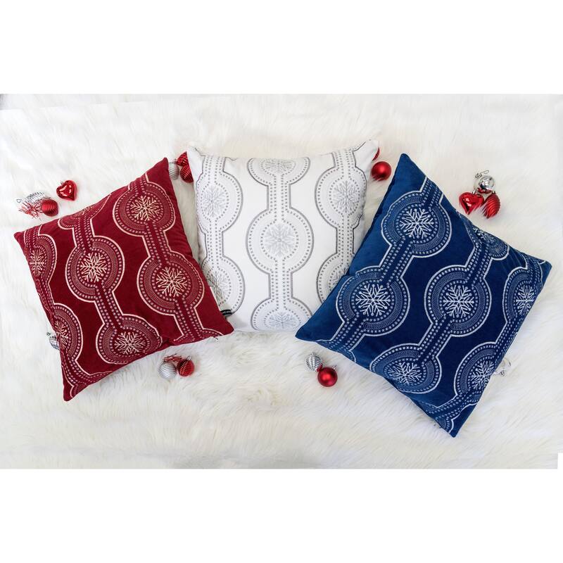 Holiday Embroidered Velvet Throw Pillow with Insert 20x20