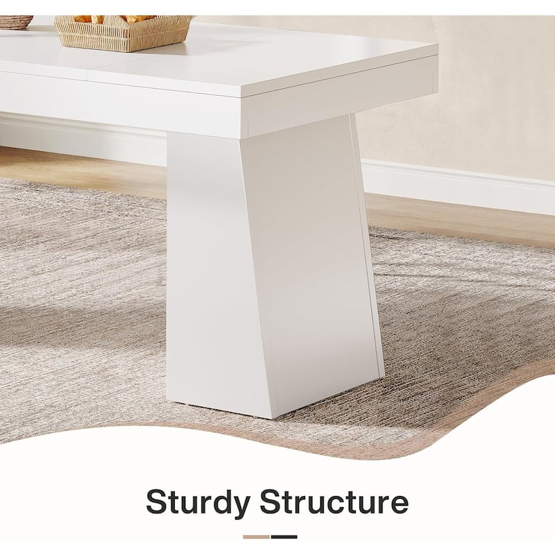 55 Inches Dining Table for 4-6, Rectangular Dining Room Table with Sturdy Legs