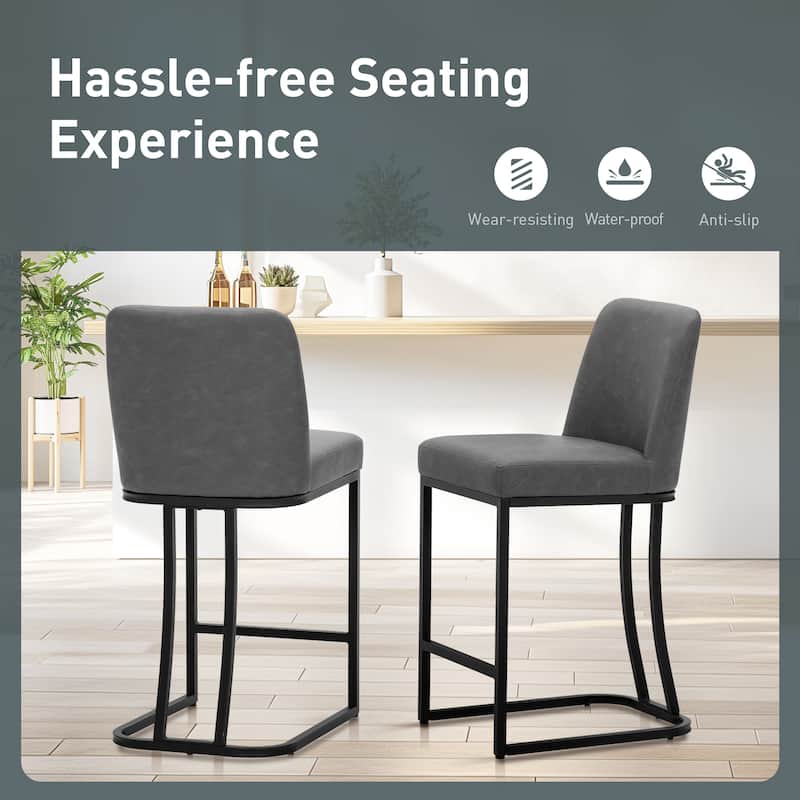 Modern Square PU Leather Bar Stool with Metal Frame