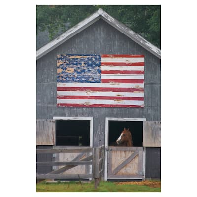 Patriotic Barn Scenes Horse Stalls by Willowbrook Fine Art Canvas Art Print