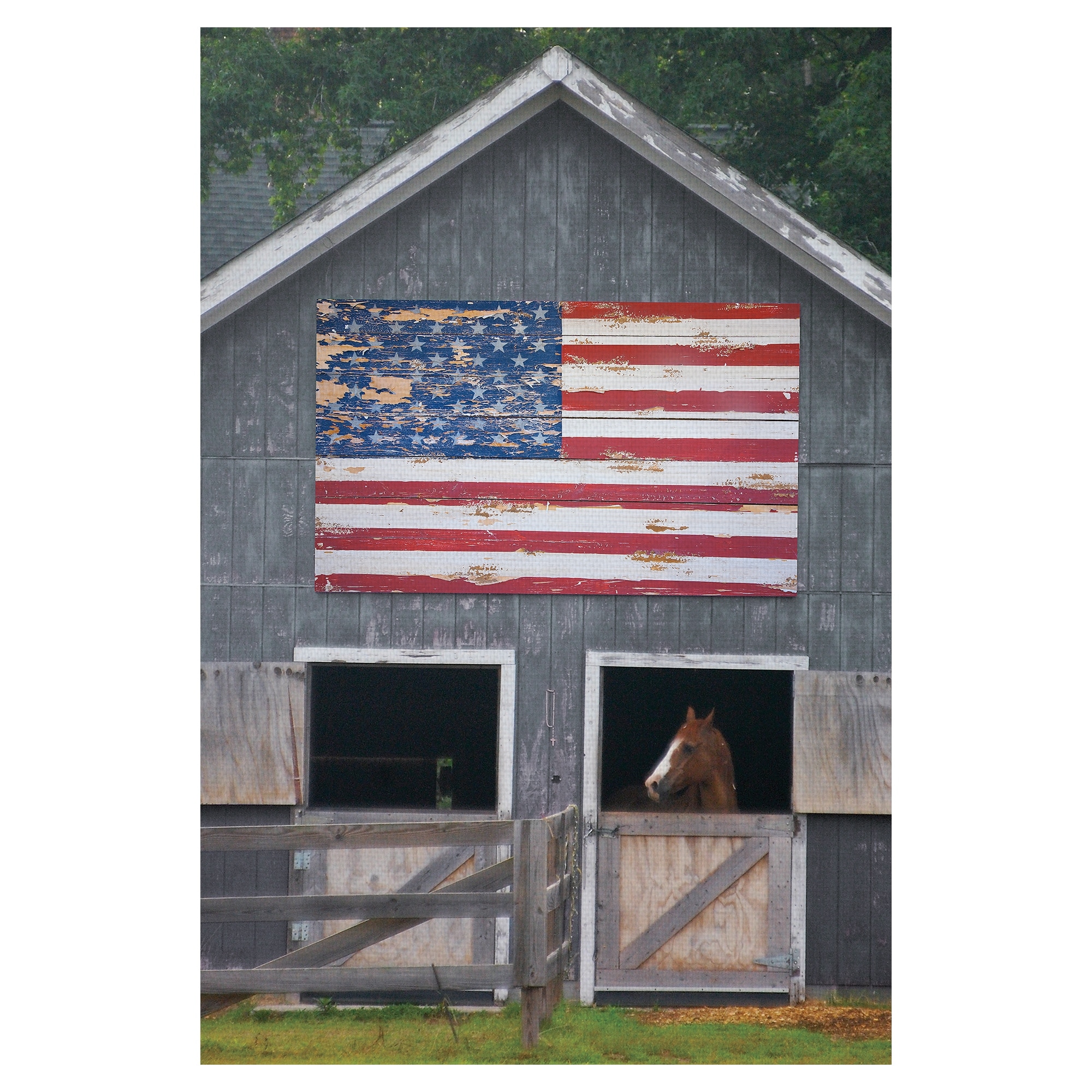 Patriotic Barn Scenes Horse Stalls by Willowbrook Fine Art Canvas Art Print