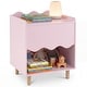 preview thumbnail 2 of 18, Costway Kids Nightstand, Toddler Scalloped Side Table with Wide Top & Pink
