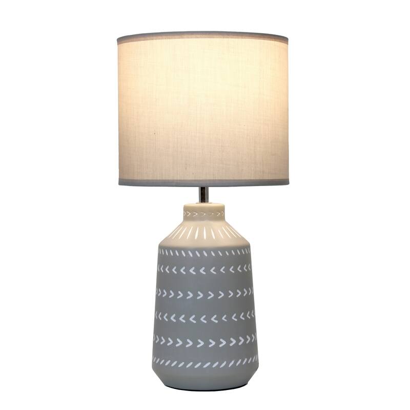 Patterned Ceramic Table Lamp with Fabric Drum Shade Modern Boho Style Multiple Colors - 8.27” x 8.27” x 17.00”