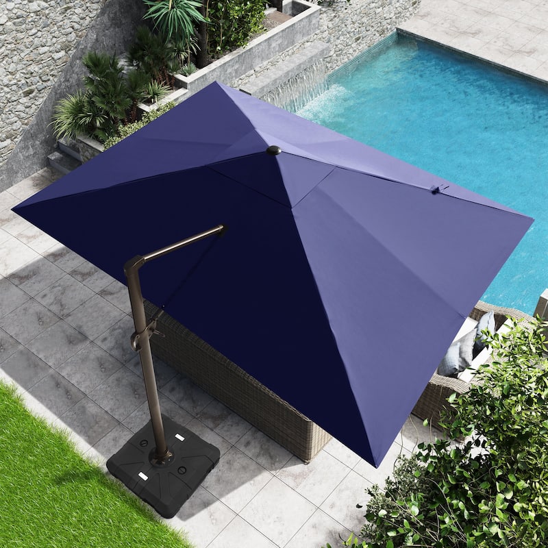 10 x 13 FT Outdoor Shade Canopy Patio Cantilever Offset Umbrella with Base