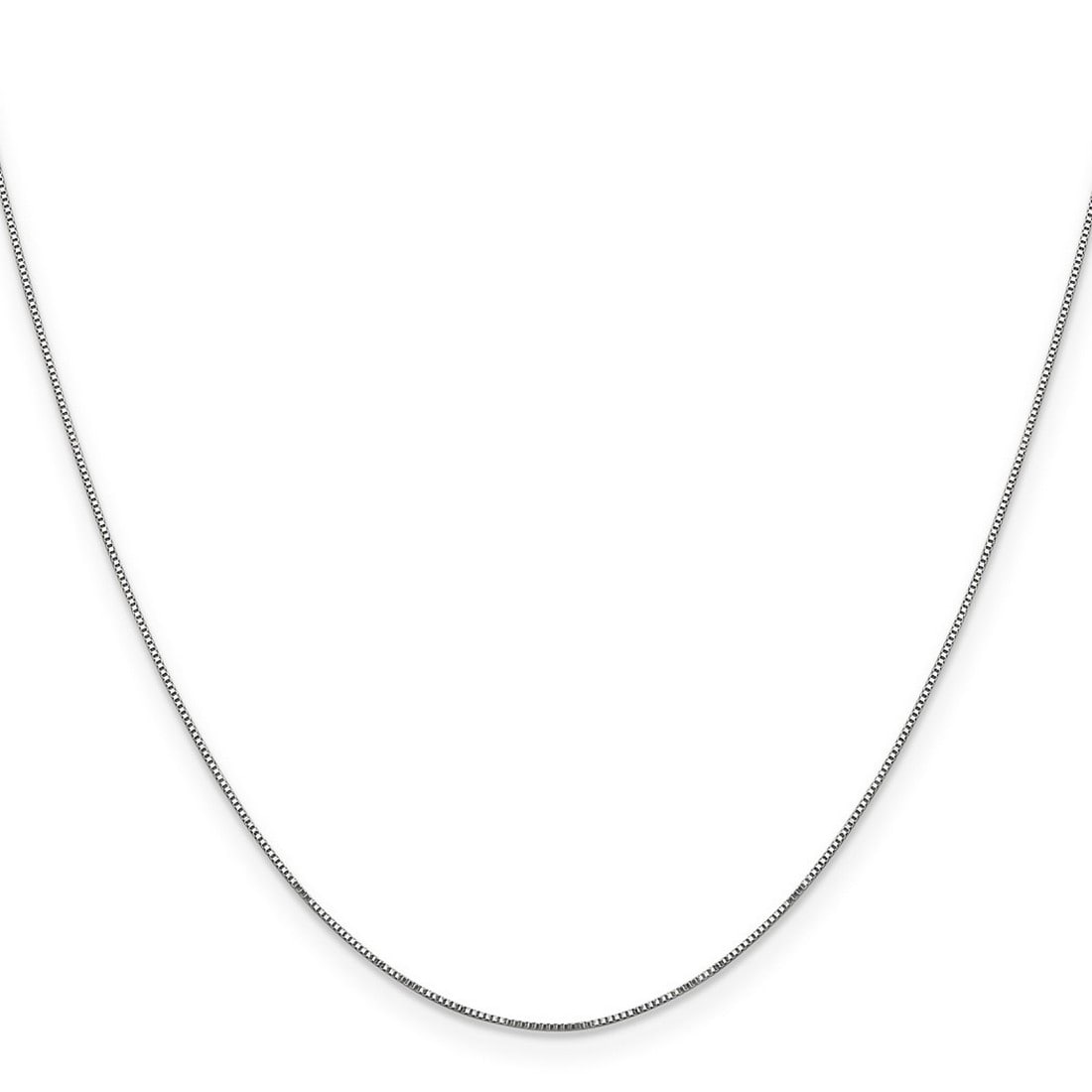 Curata 14k White Gold Solid 0.5mm Baby Box Chain Necklace