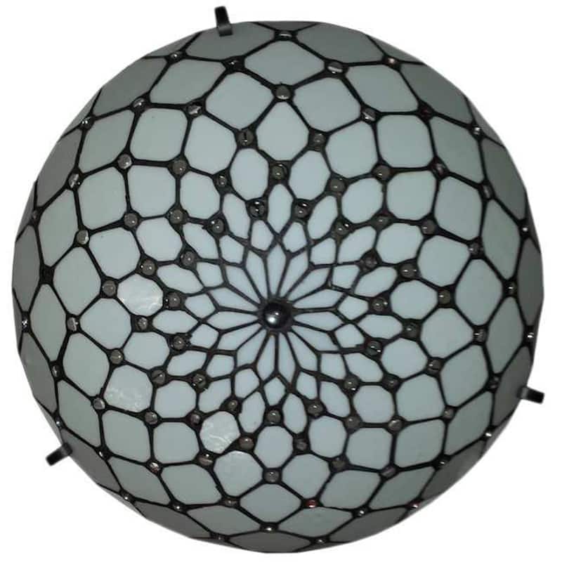 Tiffany Style Ceiling Fixture Lamp Jeweled 17" Wide Stained Glass White Bedroom Hallway Gift AM030CL17B Amora Lighting