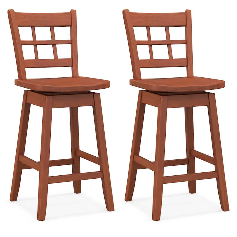 Gymax 2PCS 24.5 Inch Counter Height Bar Chairs Swivel Bar Stools w/