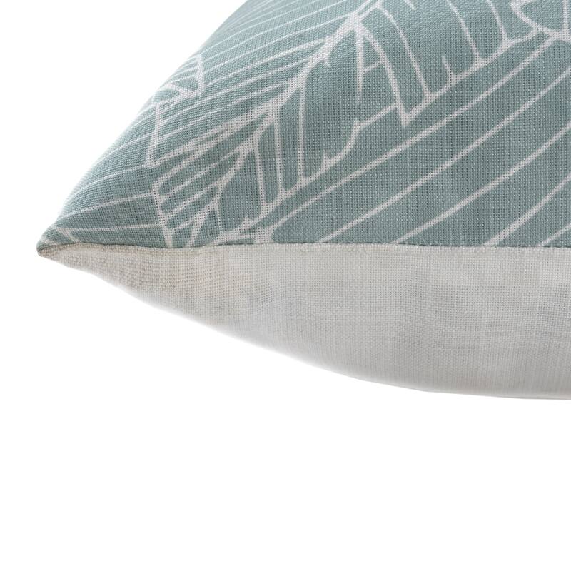 Palm Fronts Reversible Outdoor Square Throw Pillow Cover - 18" - Blue and White
