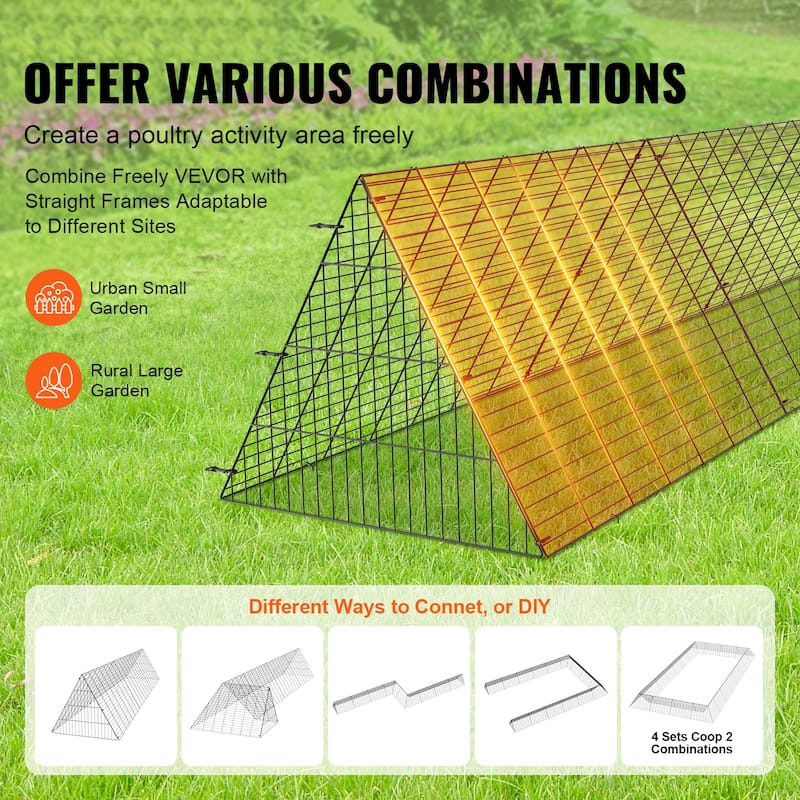 VEVOR Chicken Tunnels Portable Chicken Tunnels for Outside with Corner Frames, Suitable for Chickens, Ducks, Rabbits