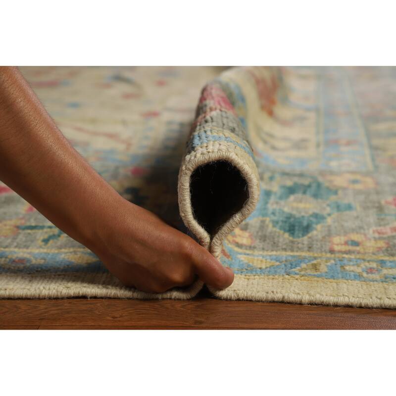 Hand Knotted Oriental 100% Wool Carpet Transitional All-Over Beige & Ivories Oushak Area Rug - 14' 11'' X 12' 0''