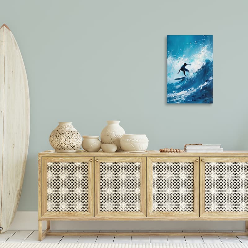 Stupell Surfer & Splashing Wave Canvas Wall Art Design By LSR Design Studio