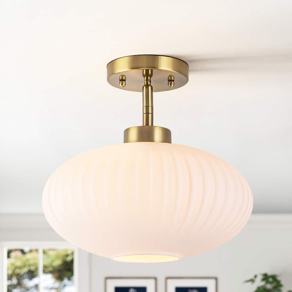 1 - Light Modern Glass Flush Mount Ceiling Light