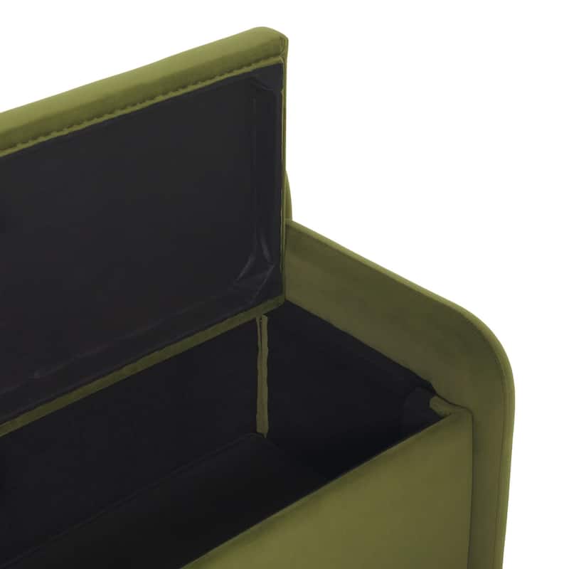 Walker Edison Modern Upholstered Curved Bench with Hidden Storage