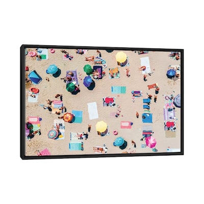 iCanvas "Colorful Umbrellas on Beach" by Radu Bercan Framed