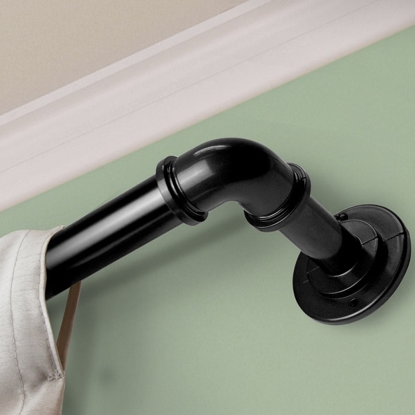InStyleDesign Modern Industrial Steel Pipe 1-inch Dia. Adj Curtain Rod. Opens flyout.