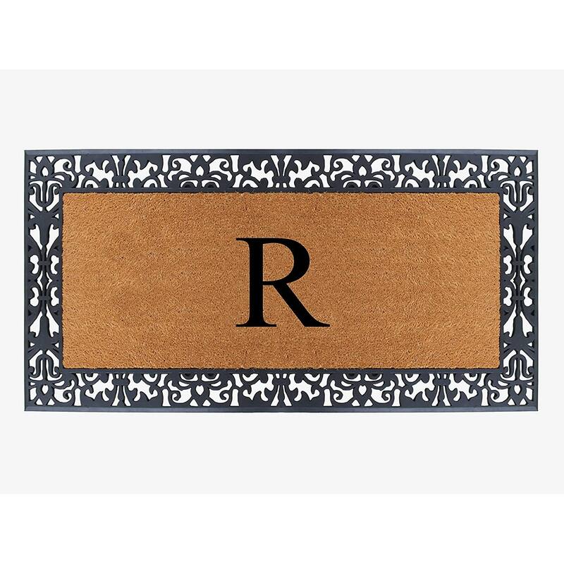 A1HC Rubber and Coir Paisley Border Heavy Duty Non-Slip Durable Double Door Monogrammed Doormat 30"X60" - R