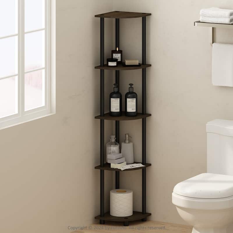 5 Tiers Wood Household Shelving Unit in Dark Brown/Black (11.6 in. W x 57.7 in. H x 11.6 in. D)
