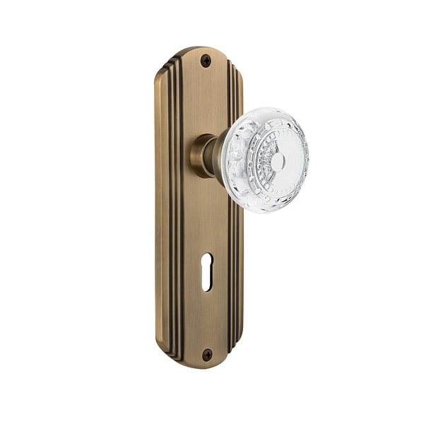Nostalgic Warehouse DECCME_PSG_234_KH Vintage Crystal Meadows Passage Door Knob Set with Deco Rose, 2-3/4" Backset and