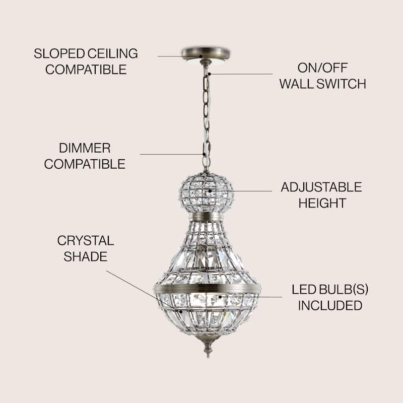 Tribeca 10" Crystal/Metal Empire LED Pendant, by JONATHAN Y