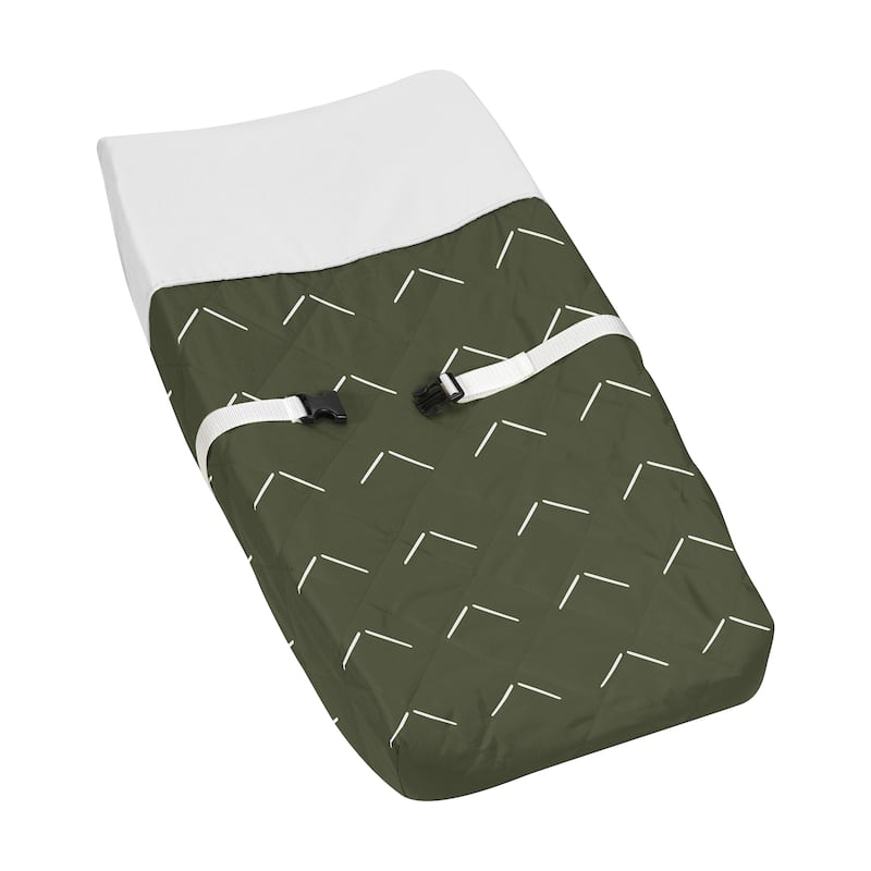 Hunter Green Boho Arrow Boy or Girl Changing Pad Cover White Bohemian Woodland Tribal Southwest Chevron Geometric Herringbone