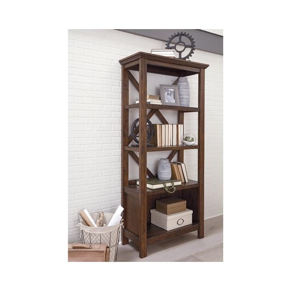 slide 2 of 4, Baldridge Rustic Brown Casual Large Bookcase Brown