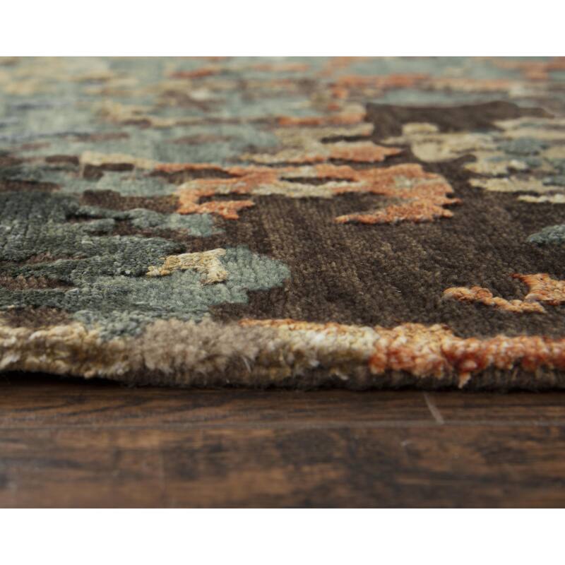Alora Decor Noble Multi-colored Abstract Hand-knotted Wool Blend Rug