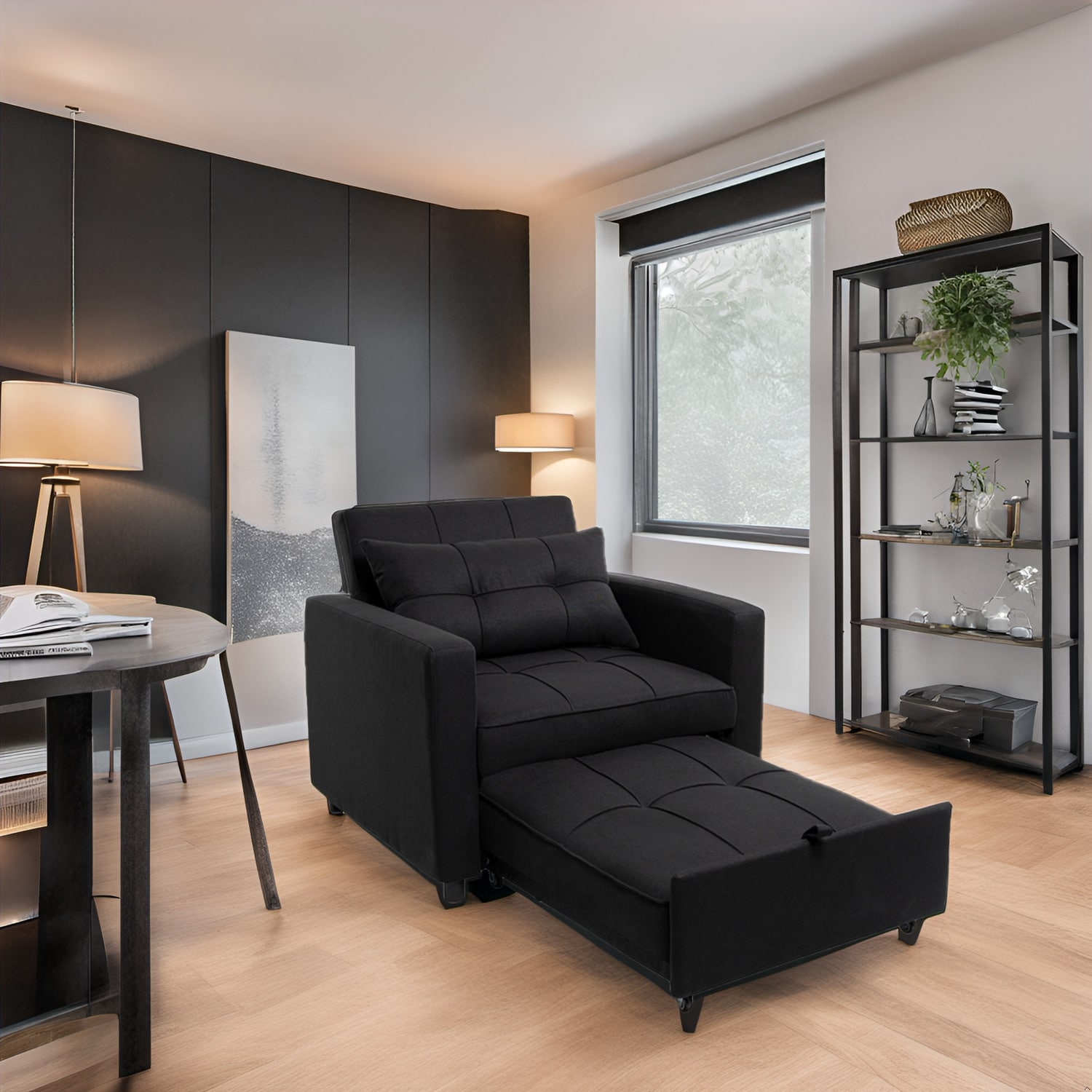 3-in-1 Convertible Recliner Chair Bed Modern Upholstered