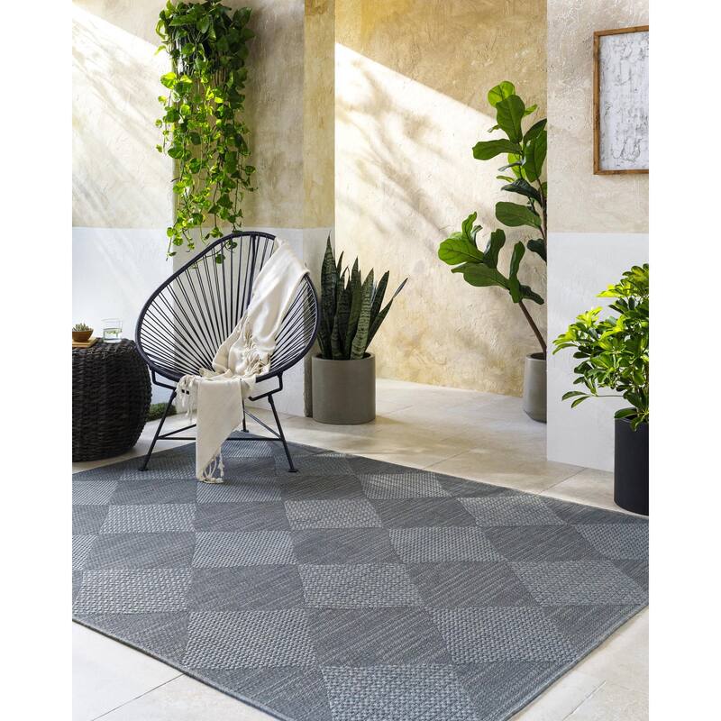 Livabliss Sandra Modern & Contemporary Outdoor Area Rug - Black - 5'3" x 7'