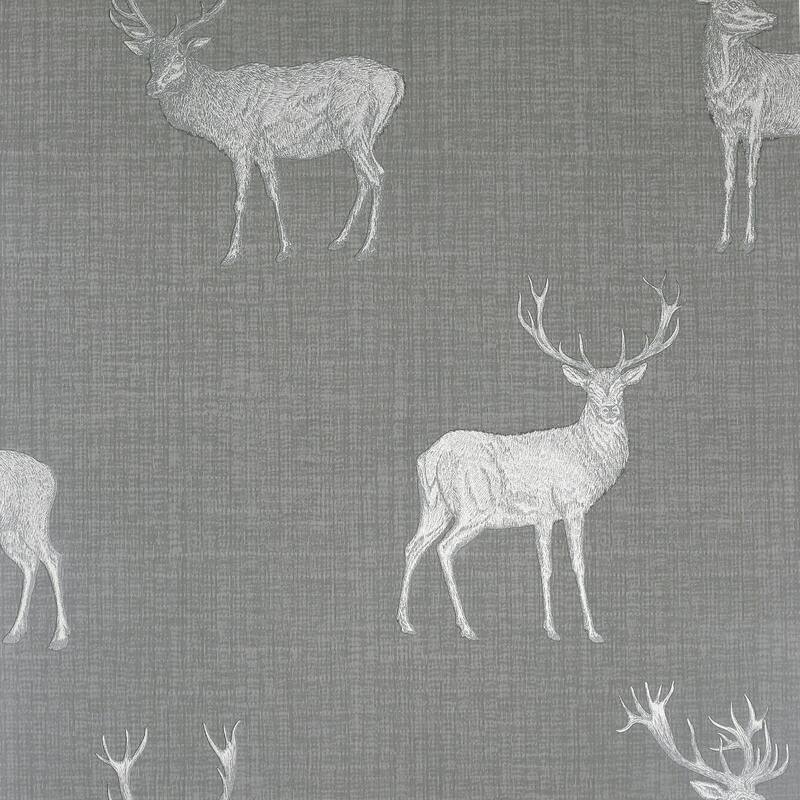 Arthouse Hank Grey Stag Wallpaper