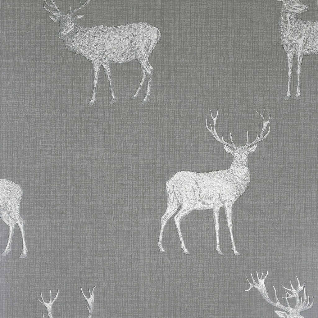 Arthouse Hank Grey Stag Wallpaper
