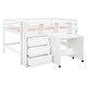 preview thumbnail 10 of 27, Full Size Low Loft Bed with Pull Out Study Desk, Kids Bedroom Multi-Functional Loft Bed with 3 Storage Drawers & Shelves