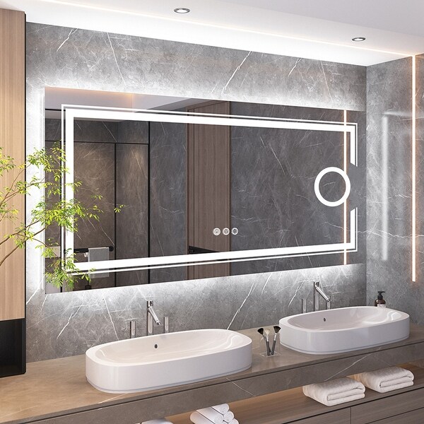 Led bathroom mirror with magnifier 2025