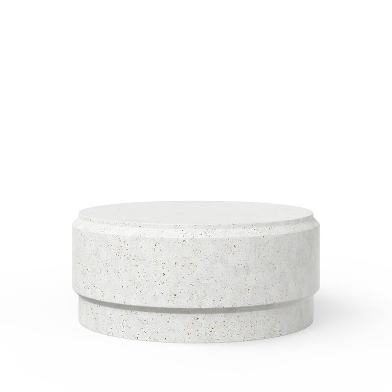 Urbia Barrel 39" Concrete Coffee Table - Ivory Terrazzo - Concrete