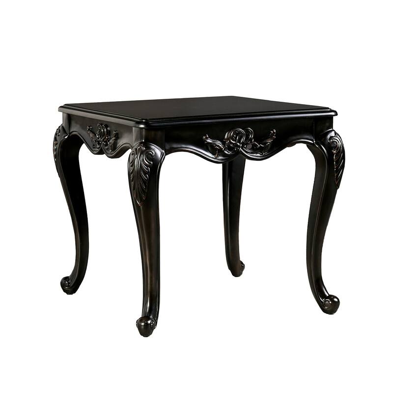 Wooden End Table with Cabriole Legs in Espresso - Espresso - MDF