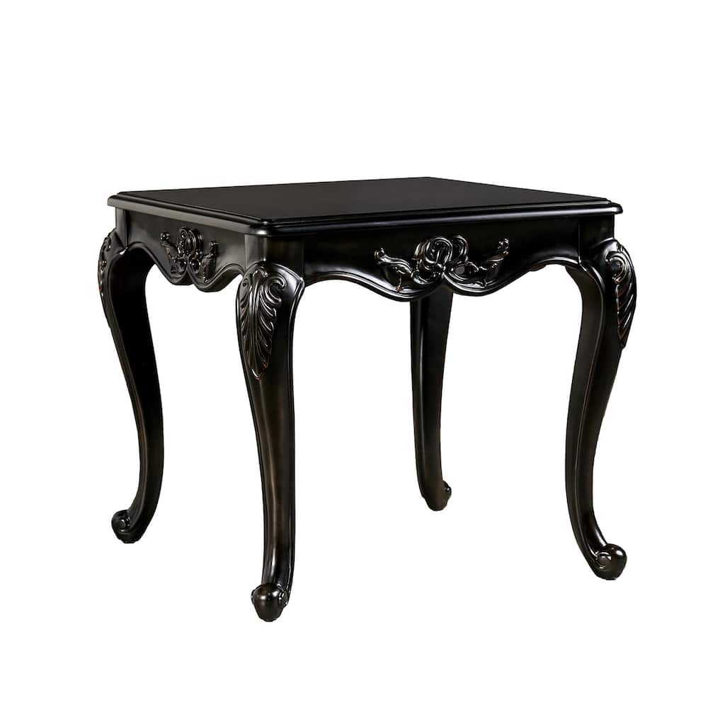 Wooden End Table with Cabriole Legs in Espresso