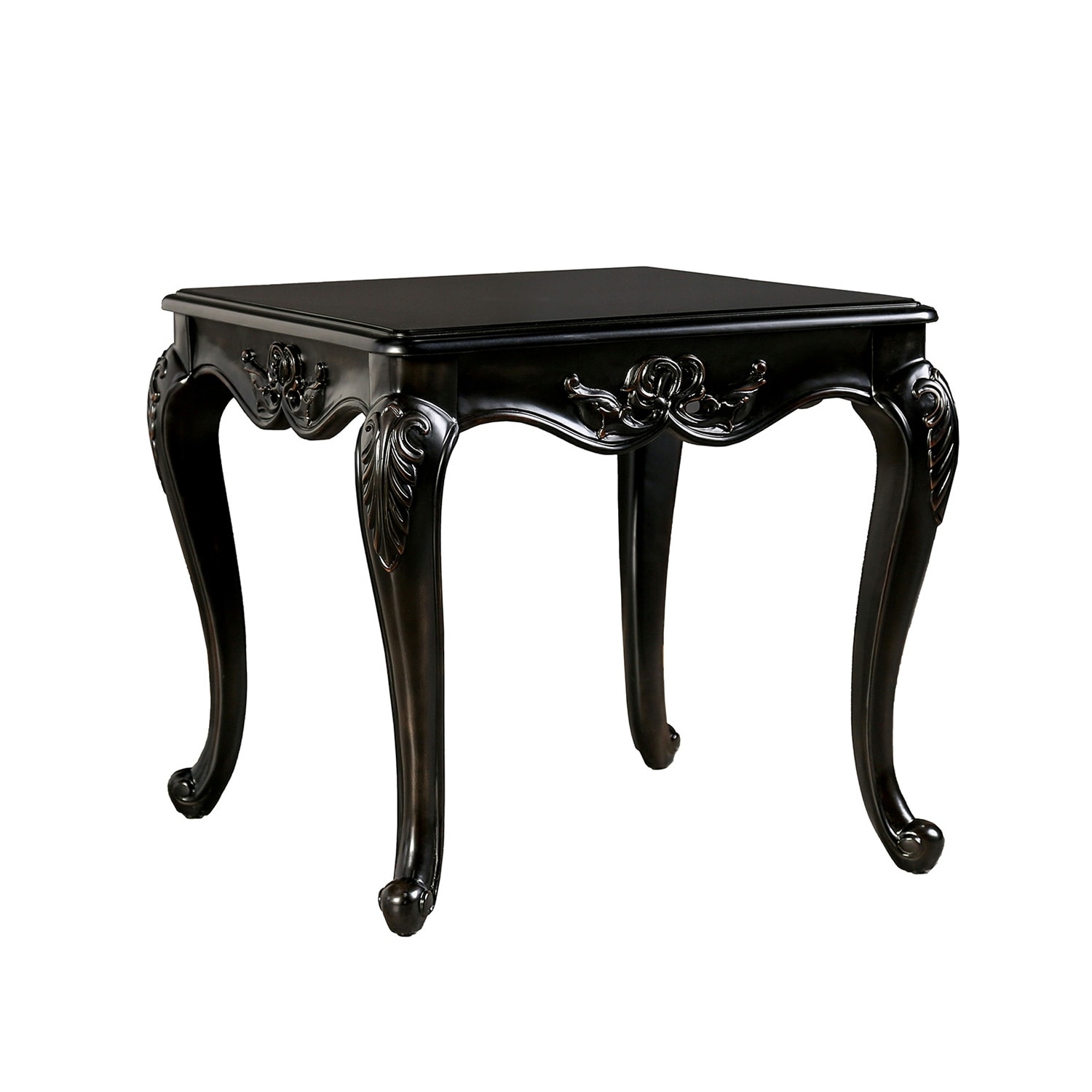 Wooden End Table with Cabriole Legs in Espresso