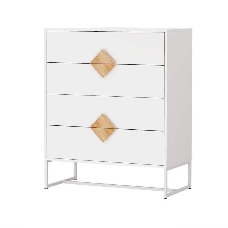 Nestfair Morden Wood Square Shape Handle 4 Drawers Dresser