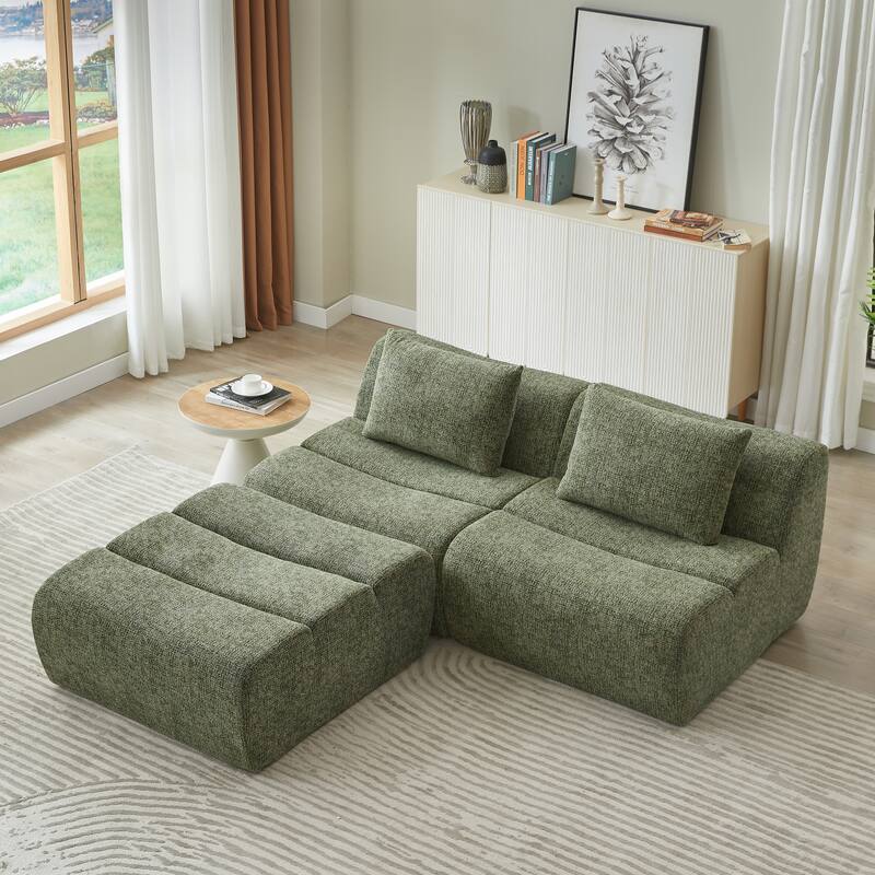 Roomfitters Modular 3 Seater Sofa, Oversized Chenille Upholstered Couch, Modern Space-Saving Sectional