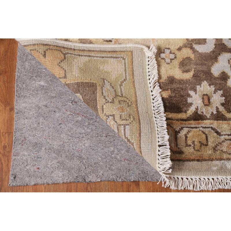 Hand Knotted Oriental 100% Wool Carpet Transitional Geometric Greys & Charcoal Oushak Area Rug - 11' 10'' X 9' 0''