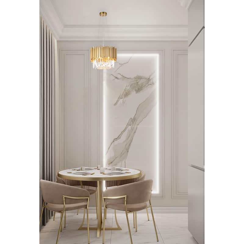 6 Light Gold Chandelier With Clear Crystal Accents