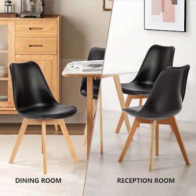 Set of 4 Dining Chairs Leather Dining Room Chair Arc Back Lounge Chair