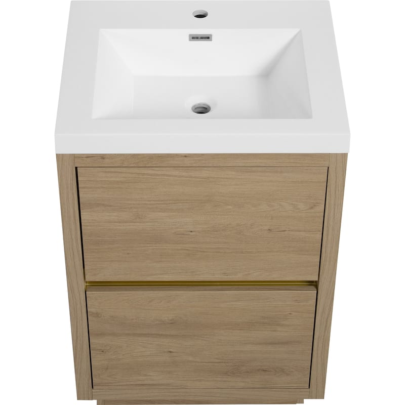 24" Bathroom Vanity with Stone Resin Countertop and Soft Close Drawers