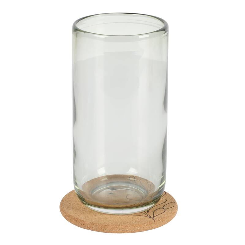 Bloomhouse Sayulita Spring 8 Piece Hand Made 21 OZ Jadeite Colored Glass Tumbler Set W/ Coasters