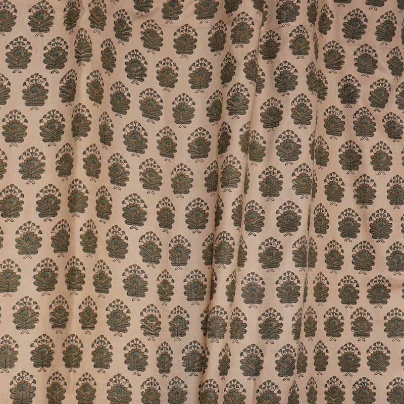 Fabdivine Handmade Block Print Floral Curtain Perfect for Room or Window Décor