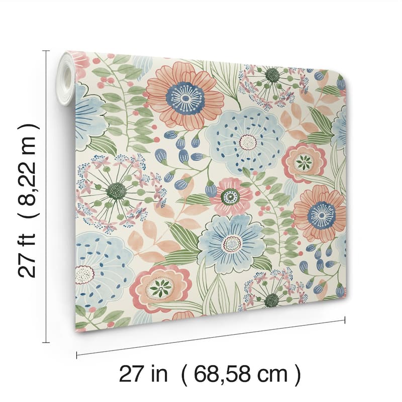 York Wallcoverings Artistic Bouquet Multicolor Wallpaper