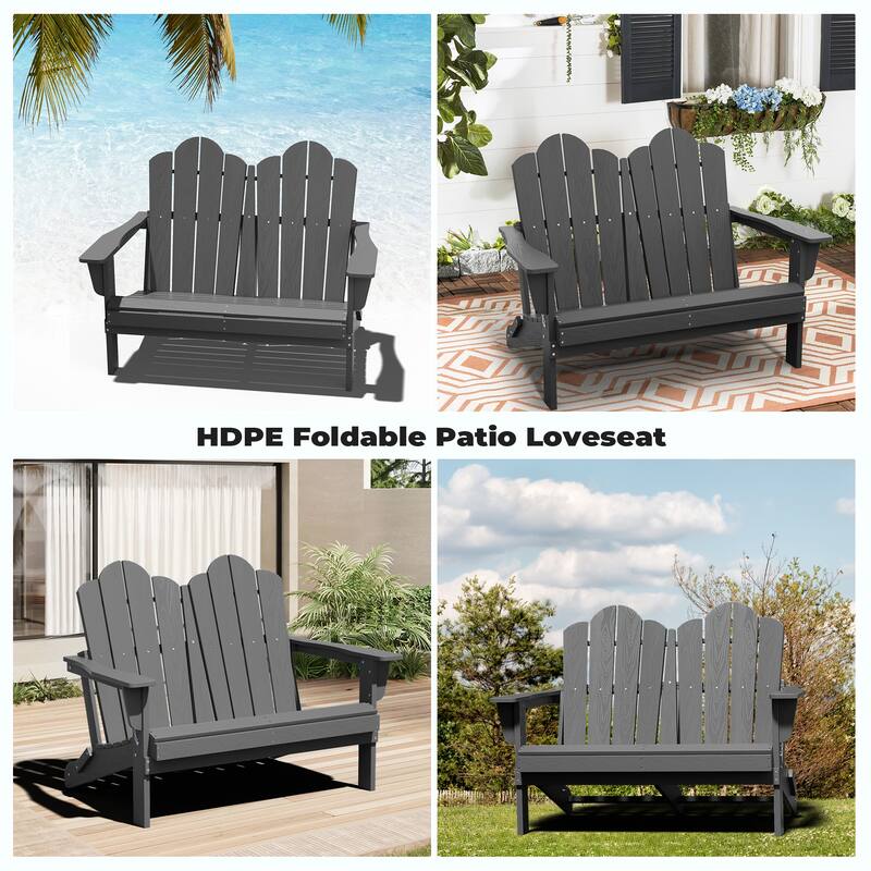 Outdoor HDPE Foldable Patio Loveseat