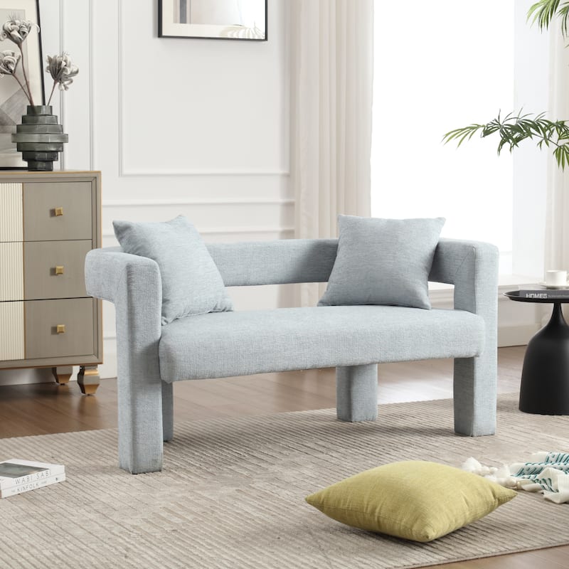 Roomfitters Chenille Loveseat Sofa, Upholstered 2-Seater Accent Couch for Living Room, Bedroom or Lounge Area - Light Grey